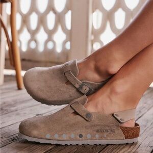 Birkenstock Tokio II Suede Stone Coin Sz 41